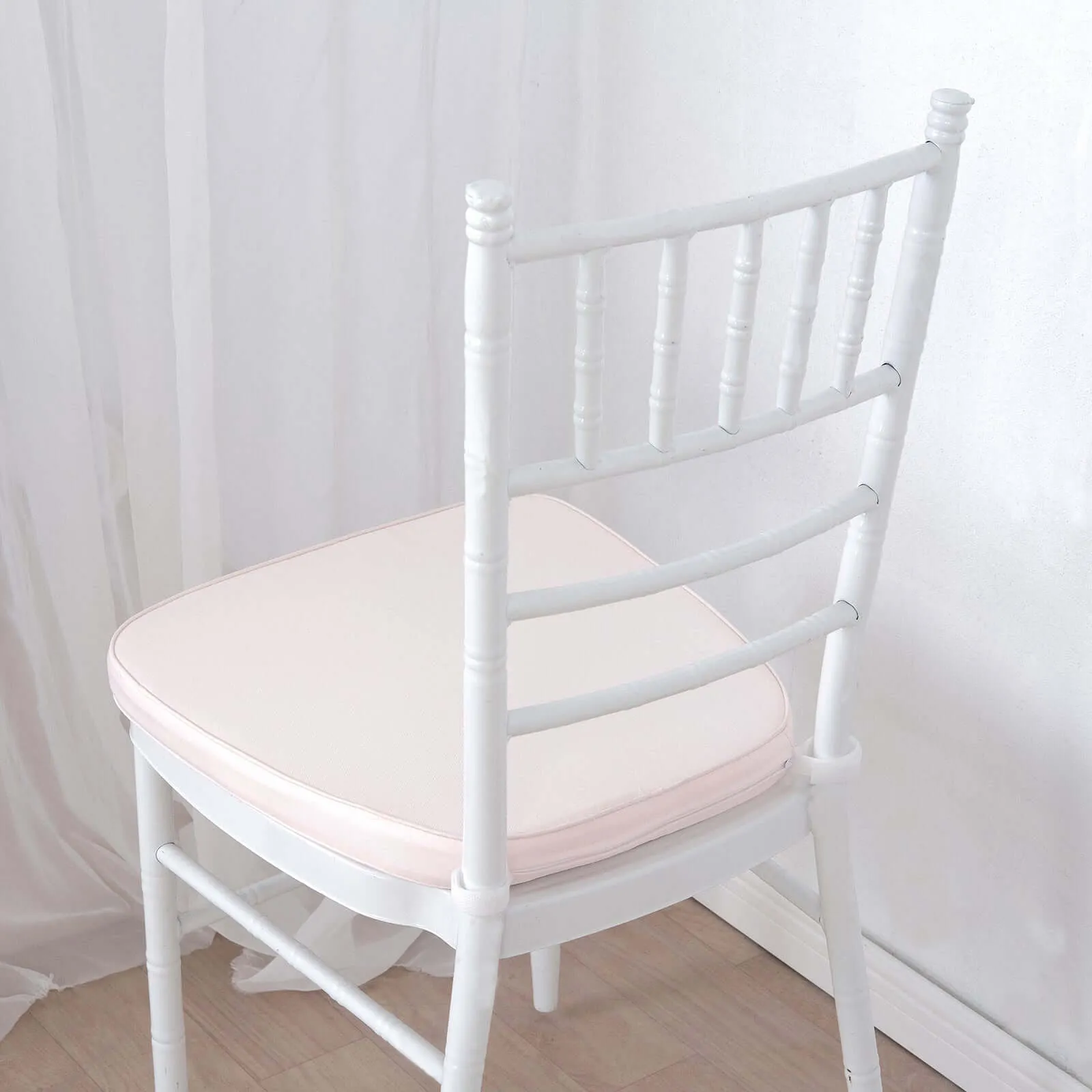 1.5" Thick Blush Chiavari Chair Pad, Memory Foam Seat Cushion With Ties and Removable Cover