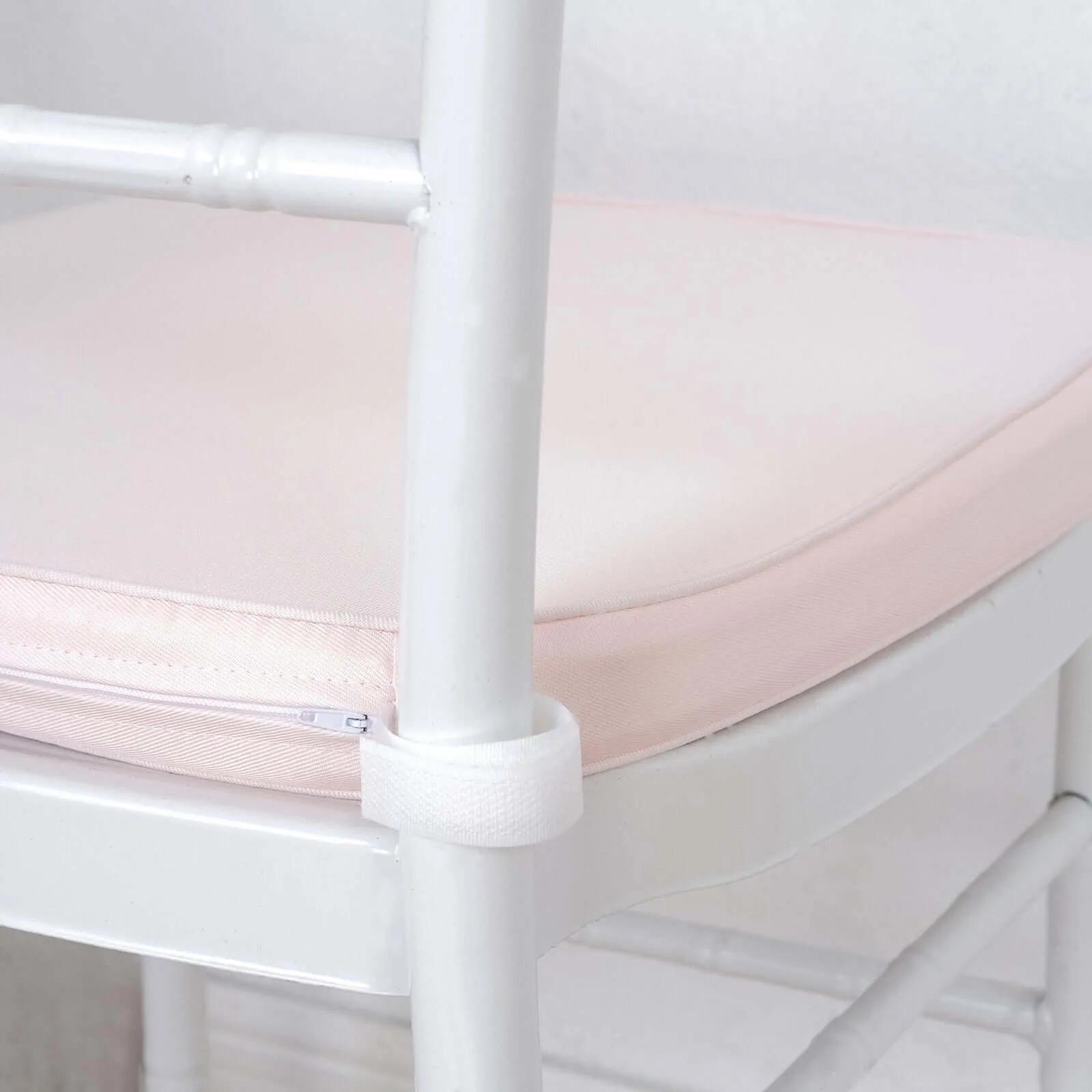 1.5" Thick Blush Chiavari Chair Pad, Memory Foam Seat Cushion With Ties and Removable Cover