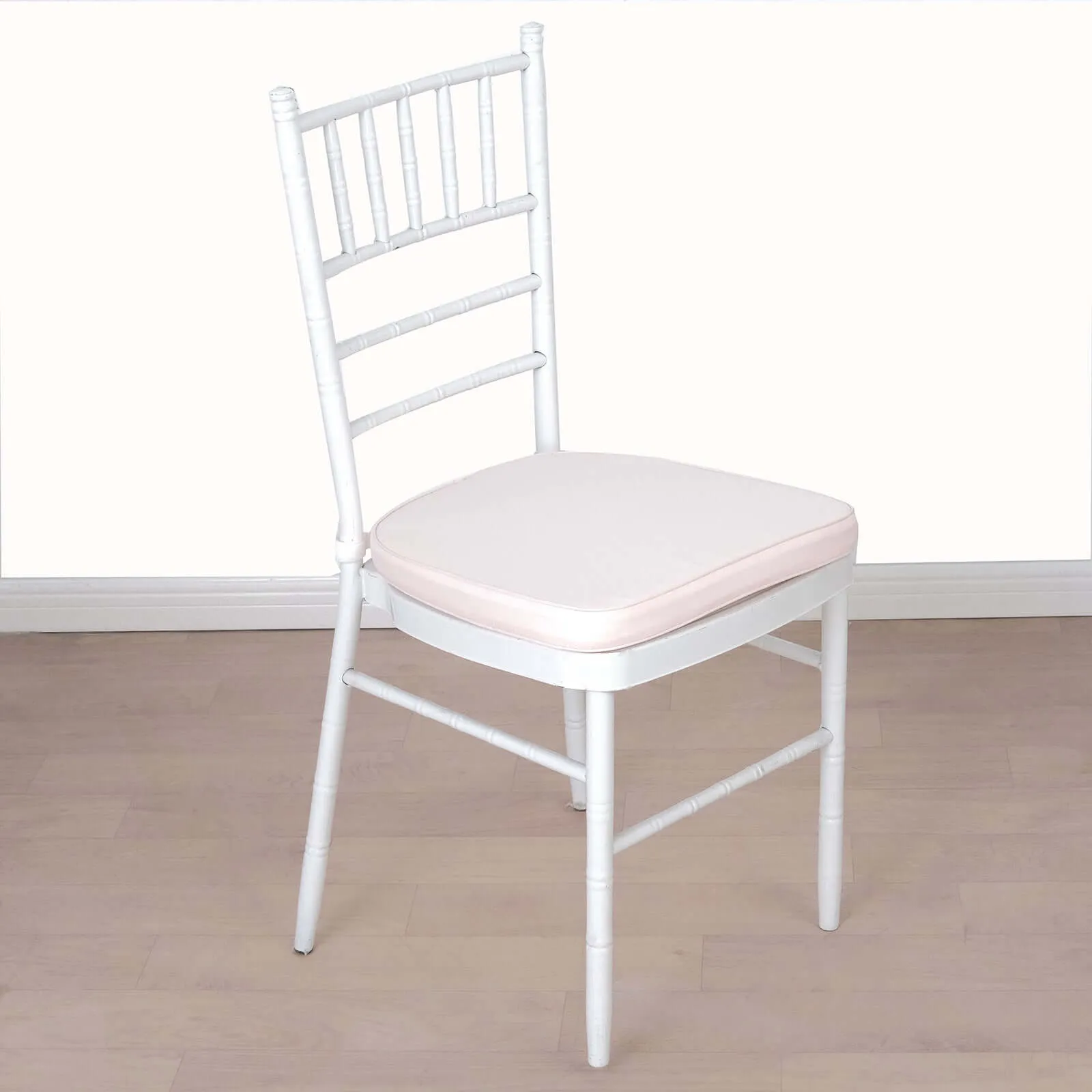 1.5" Thick Blush Chiavari Chair Pad, Memory Foam Seat Cushion With Ties and Removable Cover