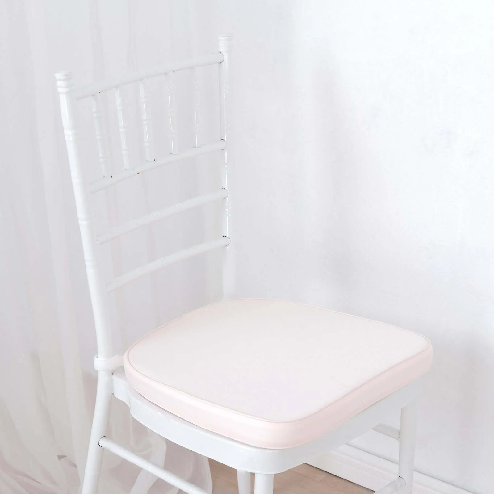 1.5" Thick Blush Chiavari Chair Pad, Memory Foam Seat Cushion With Ties and Removable Cover