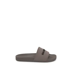 3D Logo Rubber Pool Slide Sandal in Grey/Black