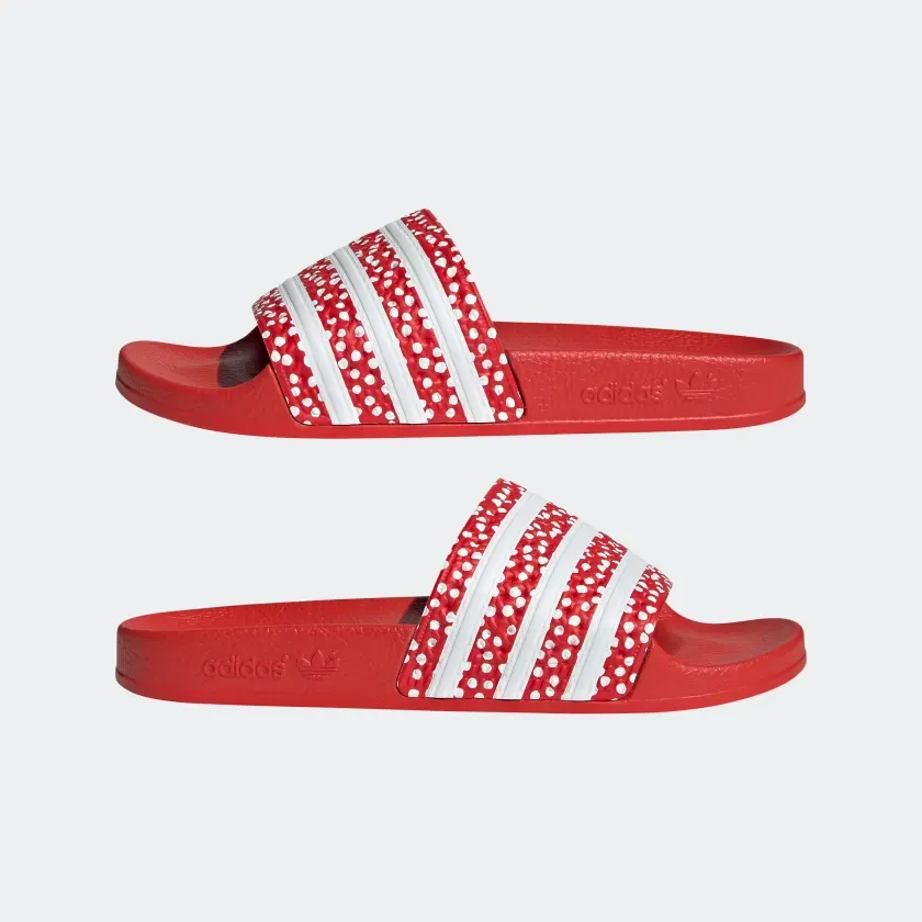 Adidas Women's Adilette Slides - Cloud White / Vivid Red