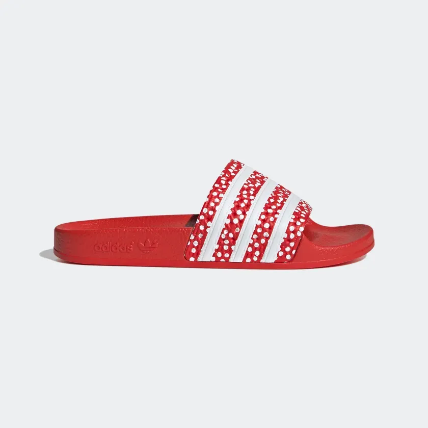 Adidas Women's Adilette Slides - Cloud White / Vivid Red