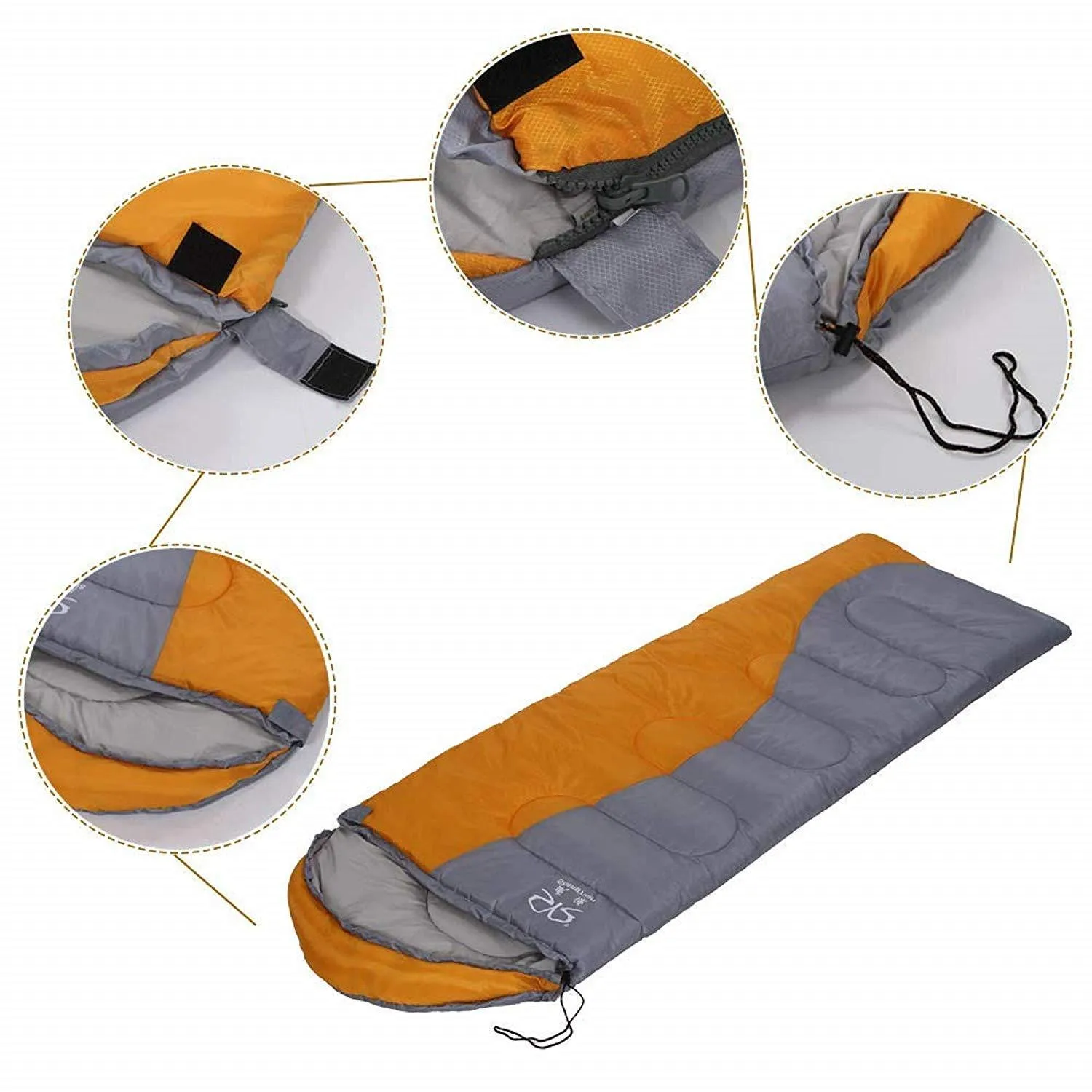 Adult 3 Season Outdoor Envelope Sleeping Bag Lightweight Portable for Camping