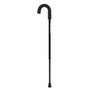 Aluminum Push Button J-Hook Cane, Black