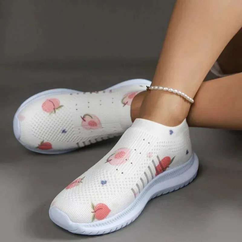 AMOZAE- - Fashion Print Slip-On Knitted Sneakers