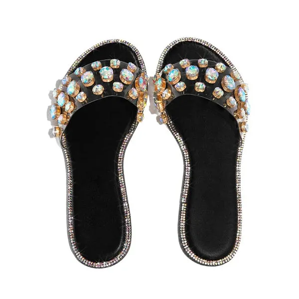 Amozae- Gem Slip-On Clear Strap Slippers