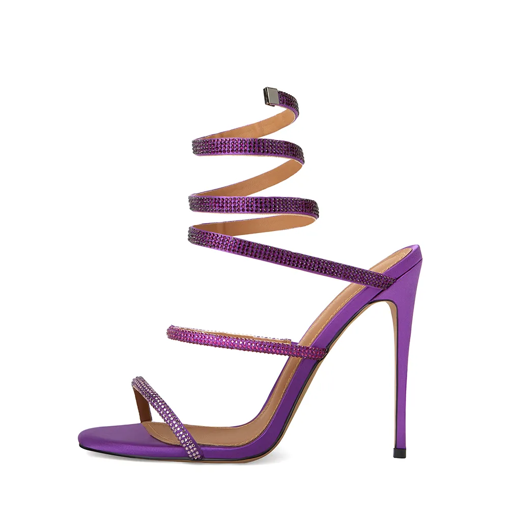 Aphrodite Purple Wrap Open Toe Heels