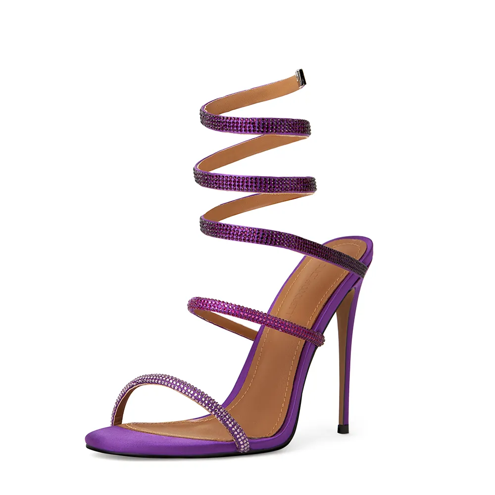 Aphrodite Purple Wrap Open Toe Heels