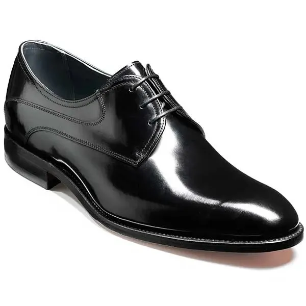 BARKER Wickham Shoes - Mens Derby Style - Black Hi-Shine