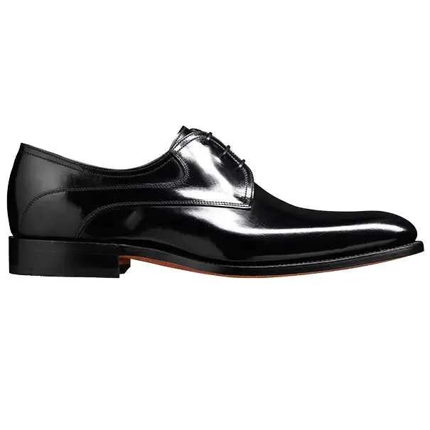 BARKER Wickham Shoes - Mens Derby Style - Black Hi-Shine