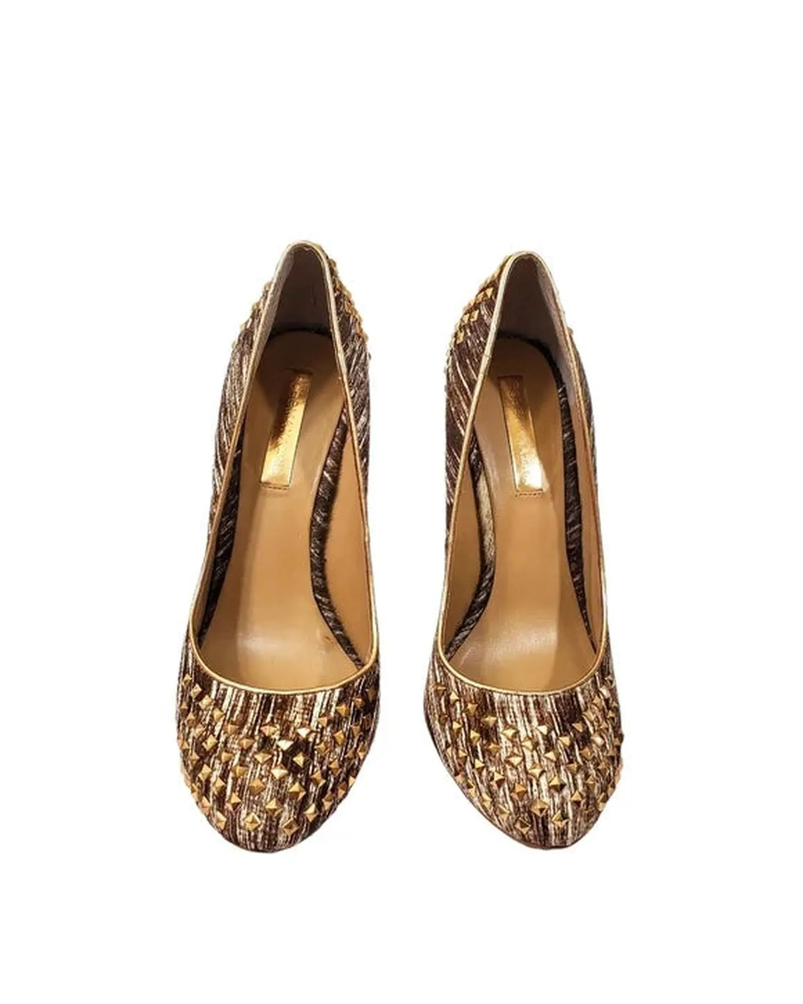 BCBGMAXAZRIA Azura Studded Metallic Fabric Pumps