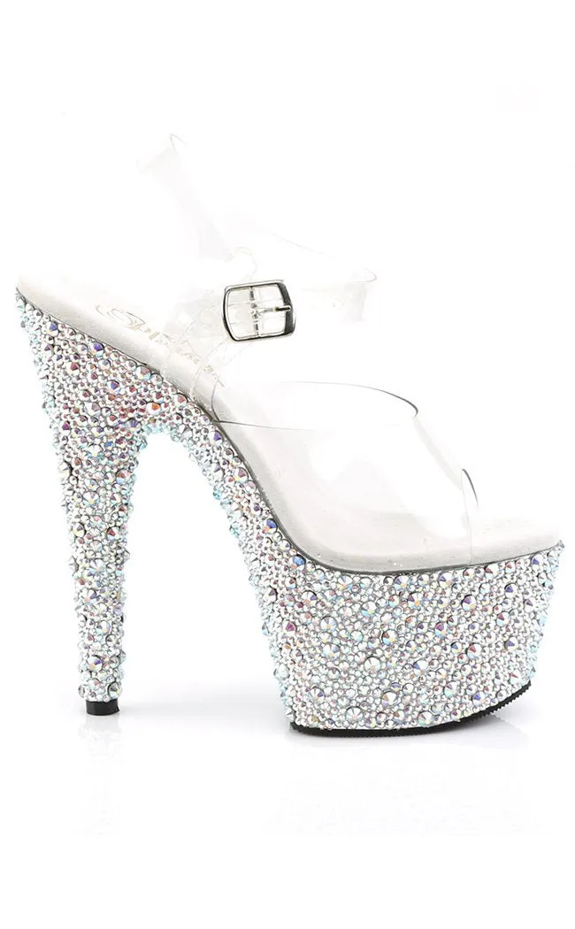 BEJEWELED-708MS Clear Rhinestone Heels