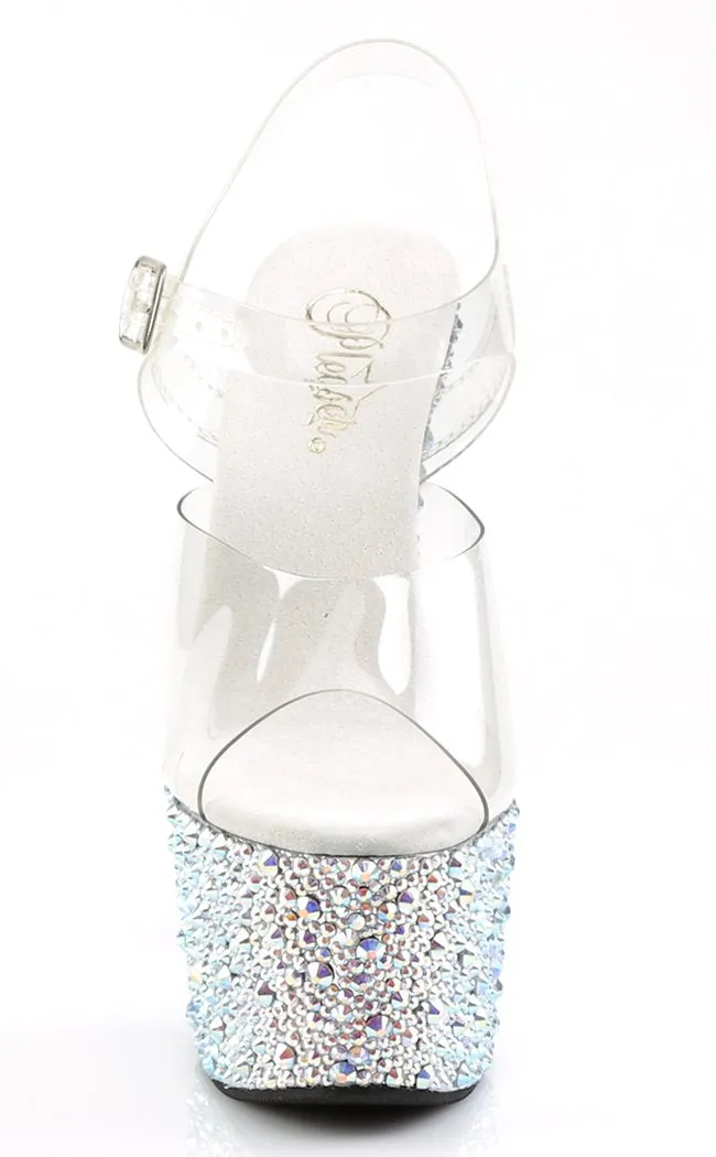 BEJEWELED-708MS Clear Rhinestone Heels