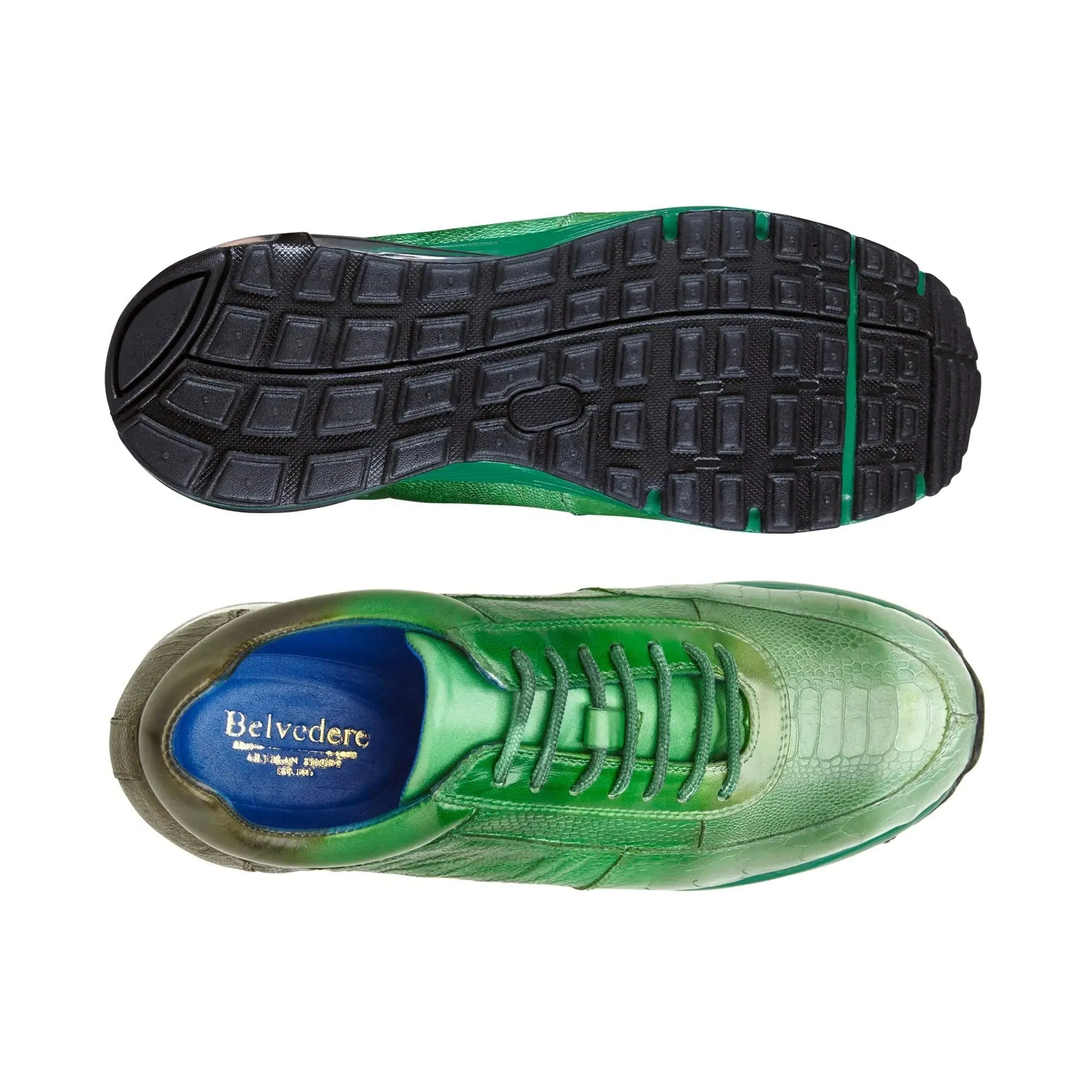 Belvedere George in Multi Pine Genuine Ostrich Hand-painted Sneakers