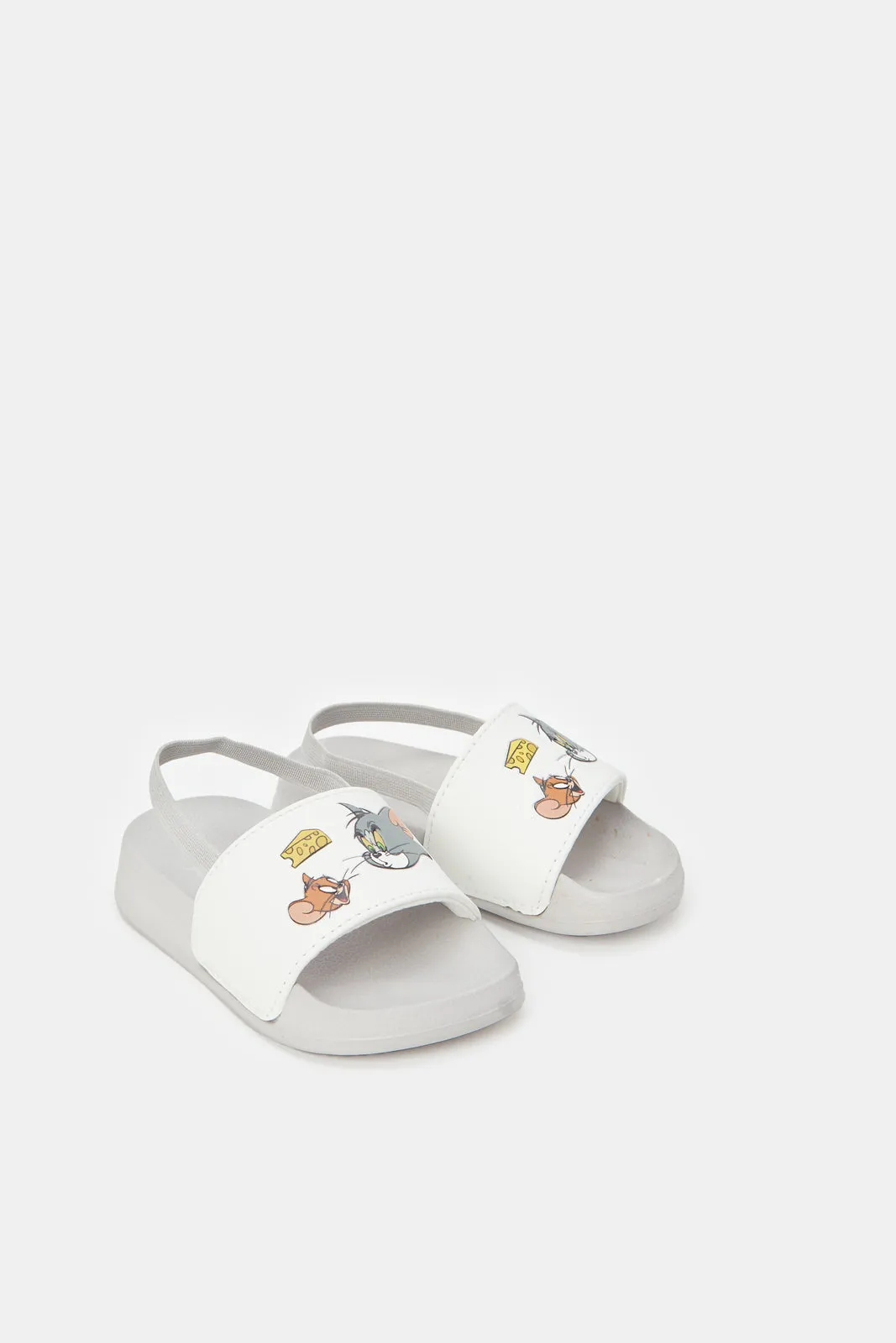 Boys Grey Tom & Jerry Embossed Slides