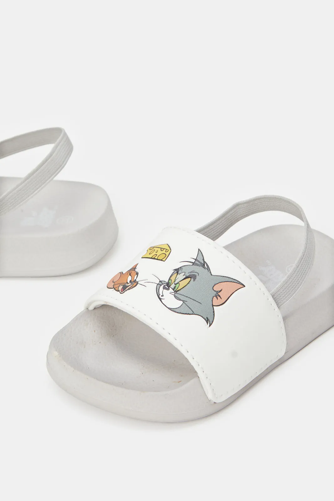 Boys Grey Tom & Jerry Embossed Slides