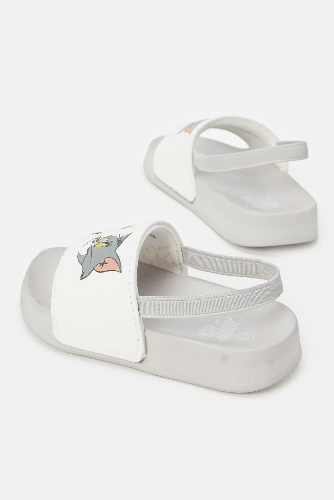 Boys Grey Tom & Jerry Embossed Slides