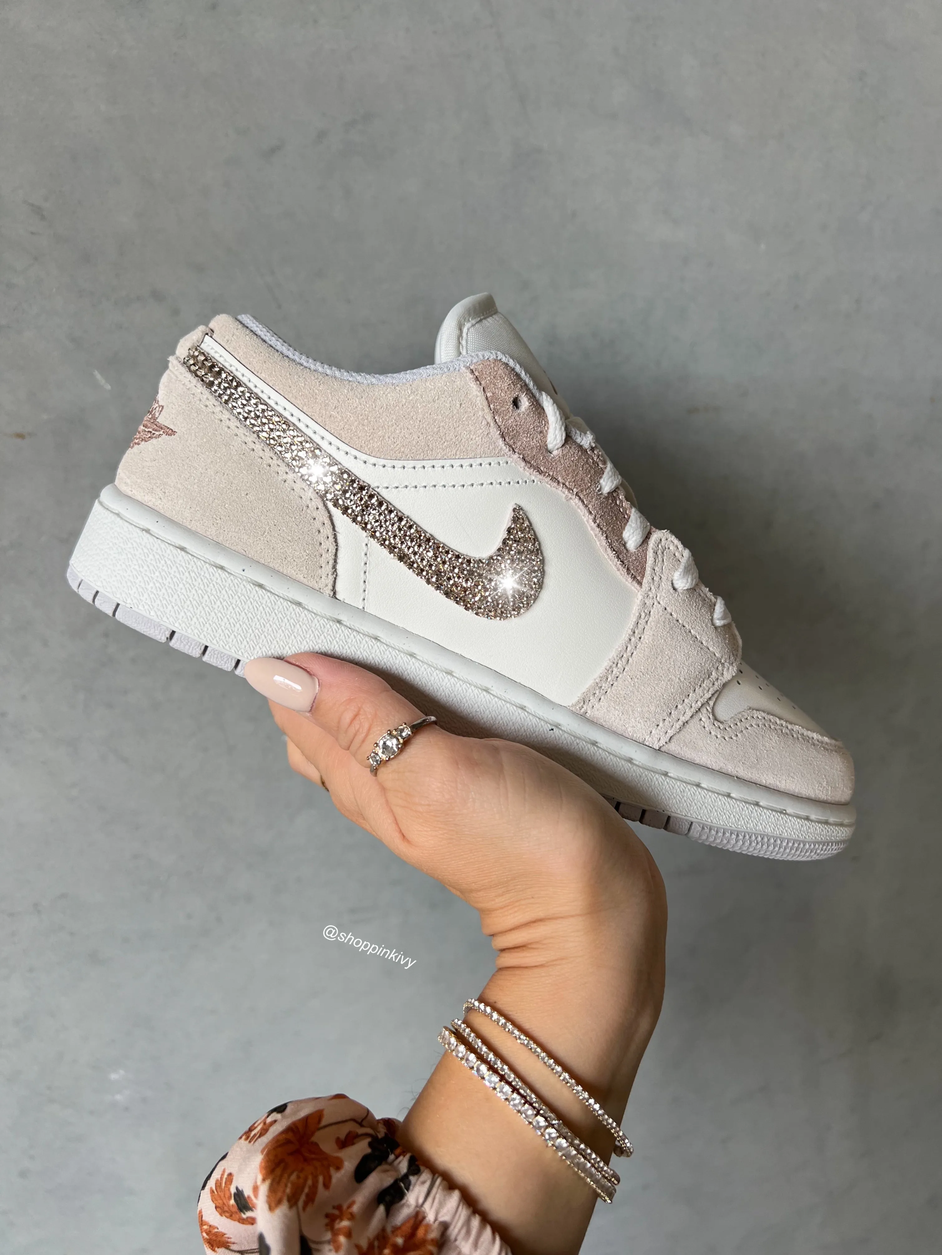 Brand New Fall Neutral Swarovski Women’s Air Jordan 1 Low Shoes