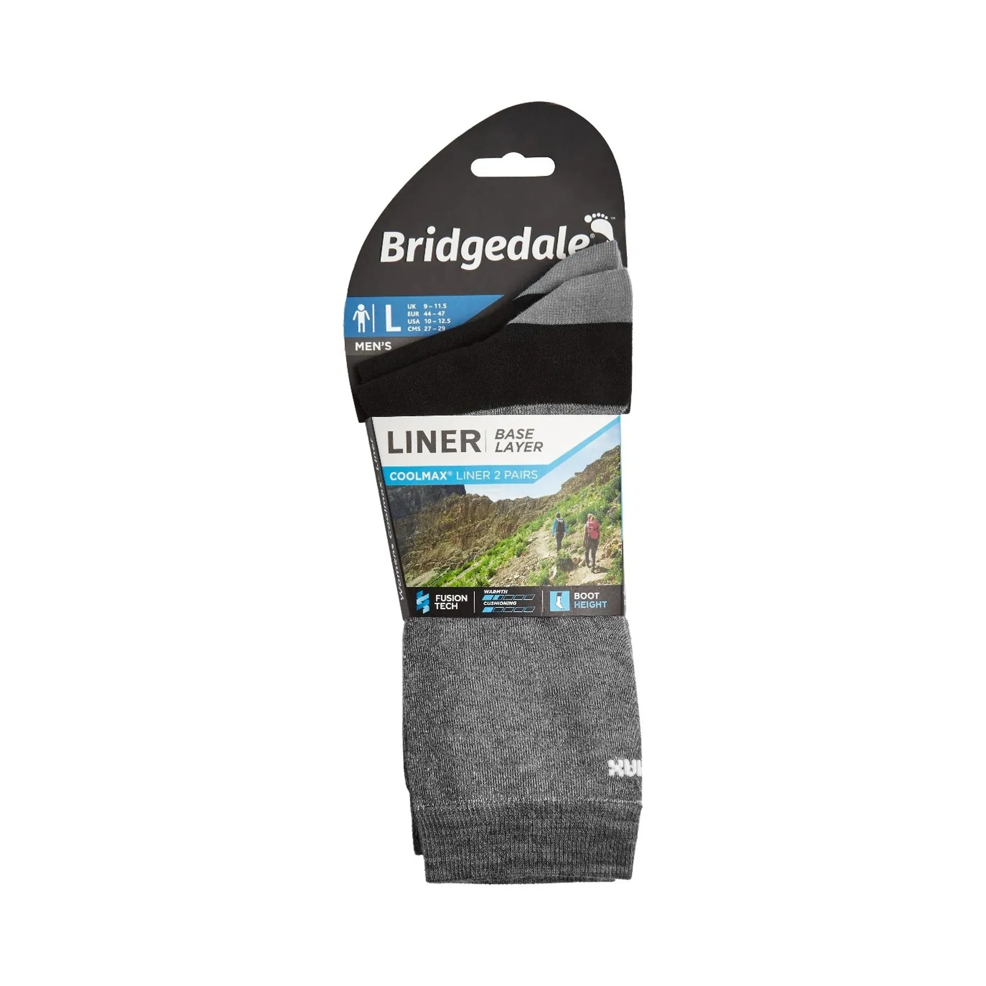 Bridgedale Coolmax Liner 2 Pairs Grey Size 12 