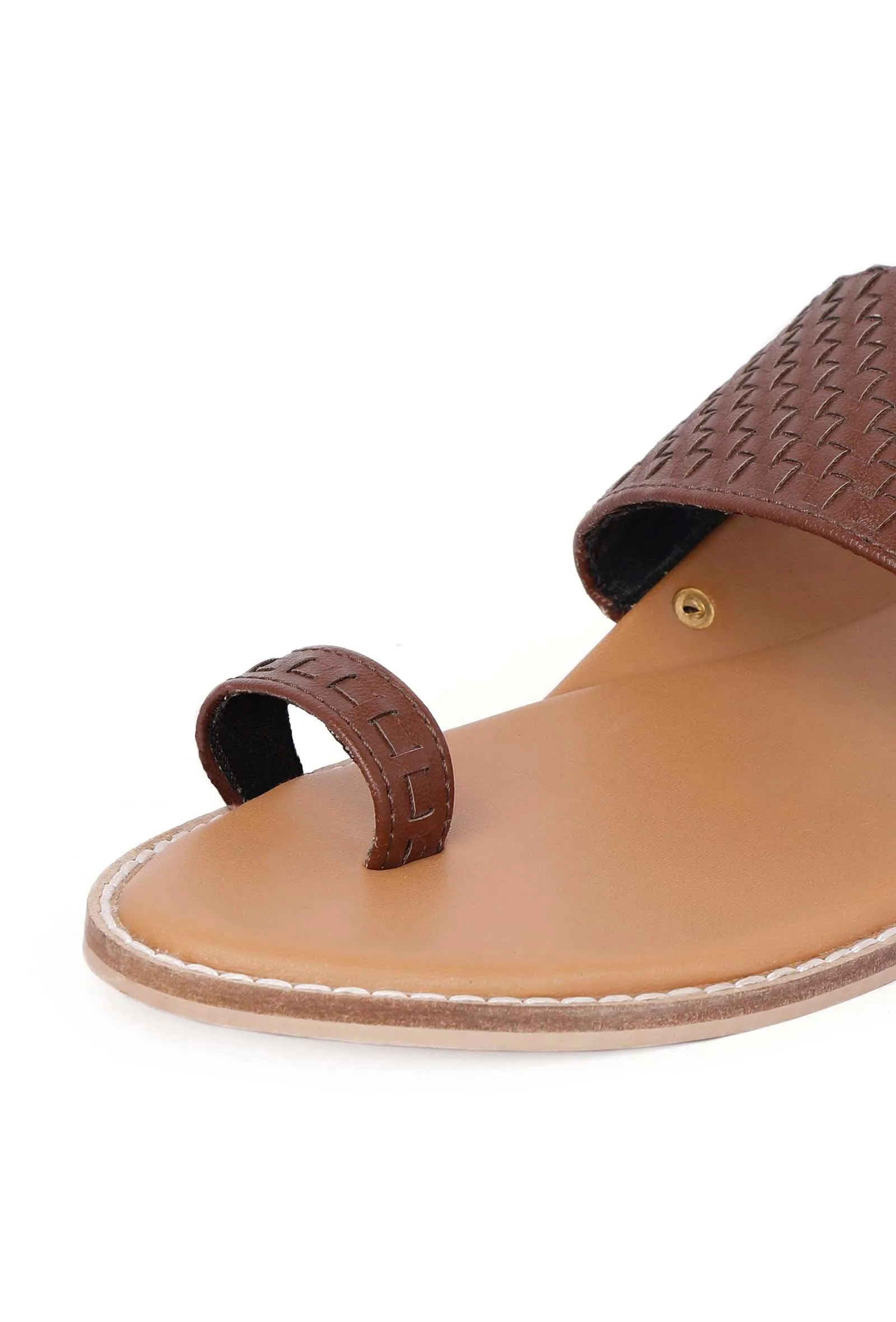 Brown Handwoven Cruelty-Freeleather Kolhapuri Chappal