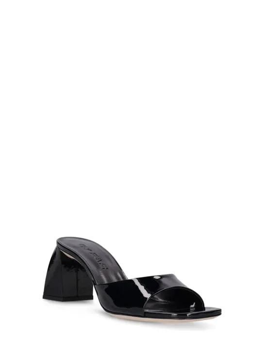 BY FAR   70mm Romy patent leather mules 