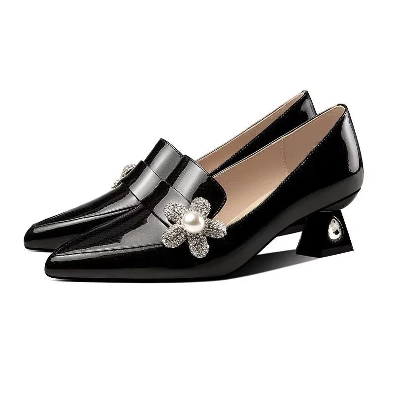 ChicLux Leather Exotic Chic Slip-on Heels