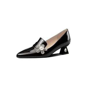 ChicLux Leather Exotic Chic Slip-on Heels