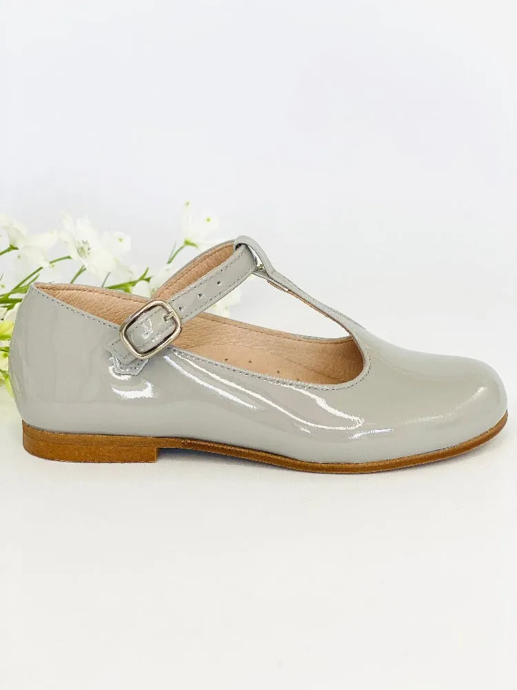 Chloe & Jule Mary Jane T-Bar Chloe Dove Grey Patent