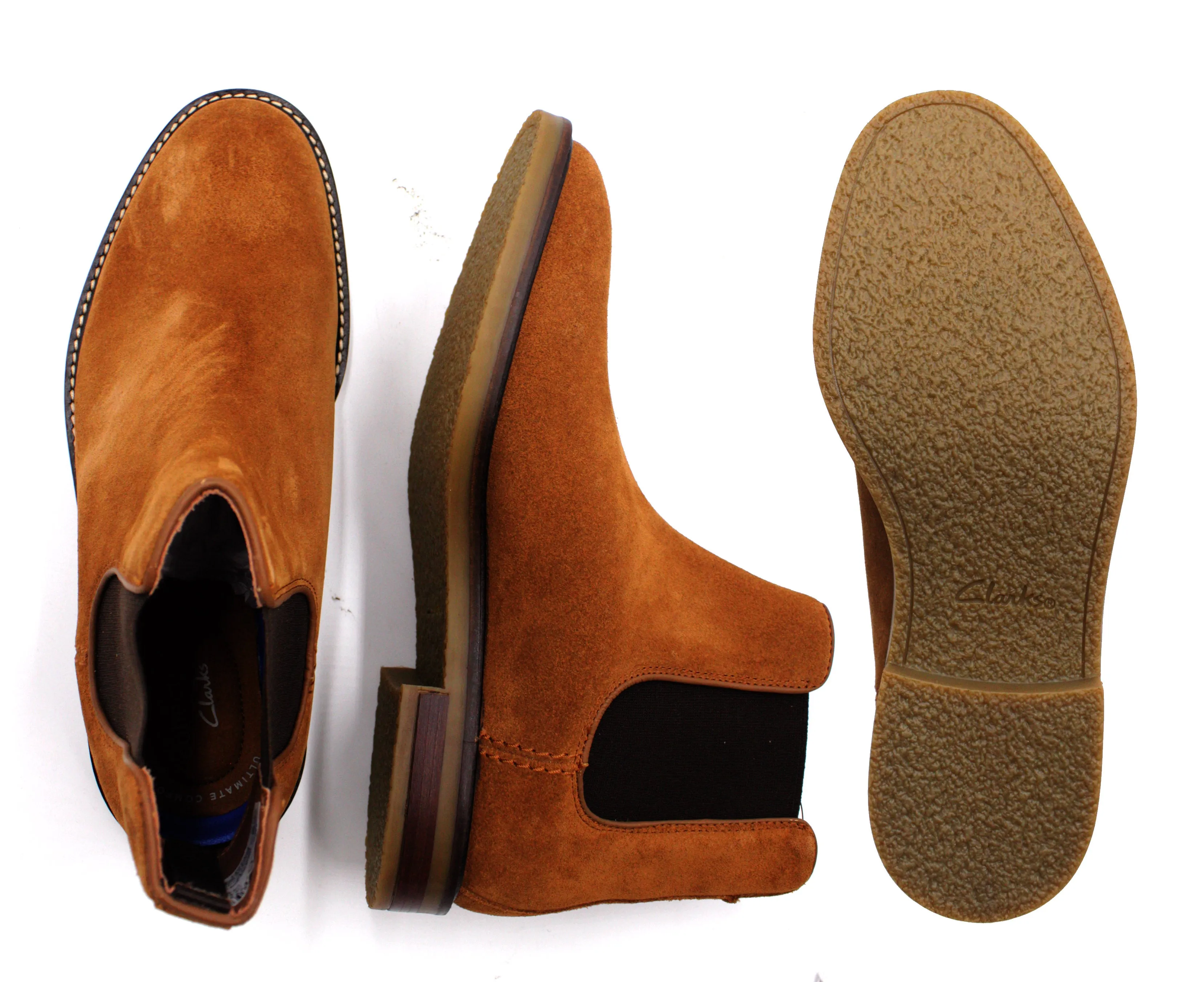 CLARKS,PLAIN TOE-SLIP ON-SHOES-JAXENCHELSEA738-COLA