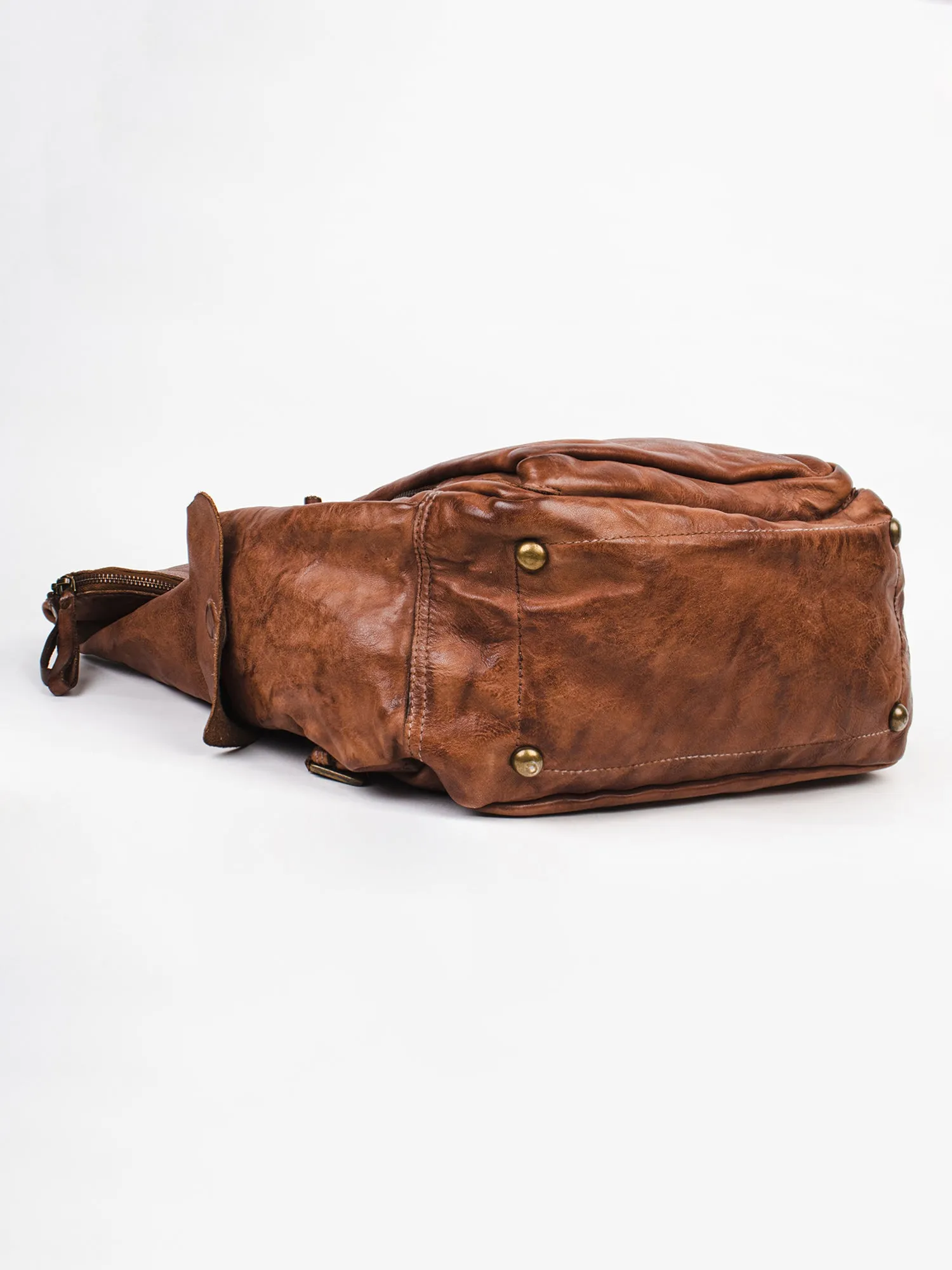 Cognac Leather Backpack By Art N Vintage