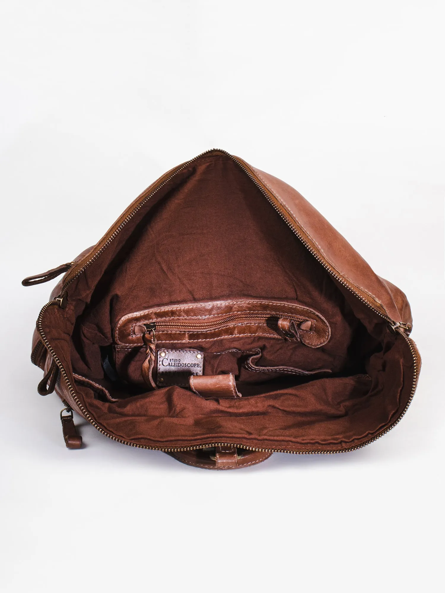 Cognac Leather Backpack By Art N Vintage