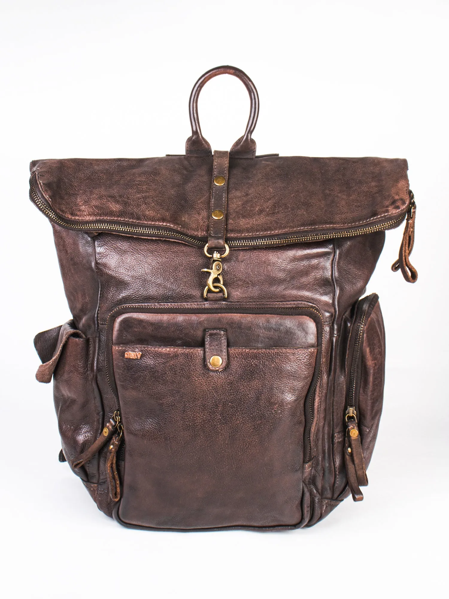 Cognac Leather Backpack By Art N Vintage