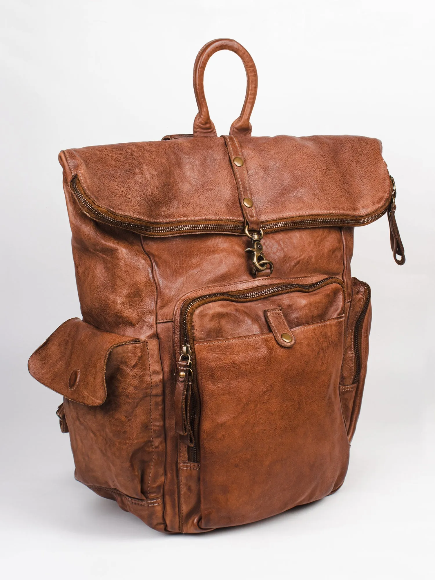 Cognac Leather Backpack By Art N Vintage