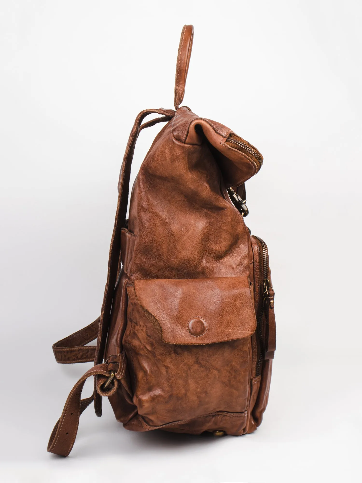 Cognac Leather Backpack By Art N Vintage