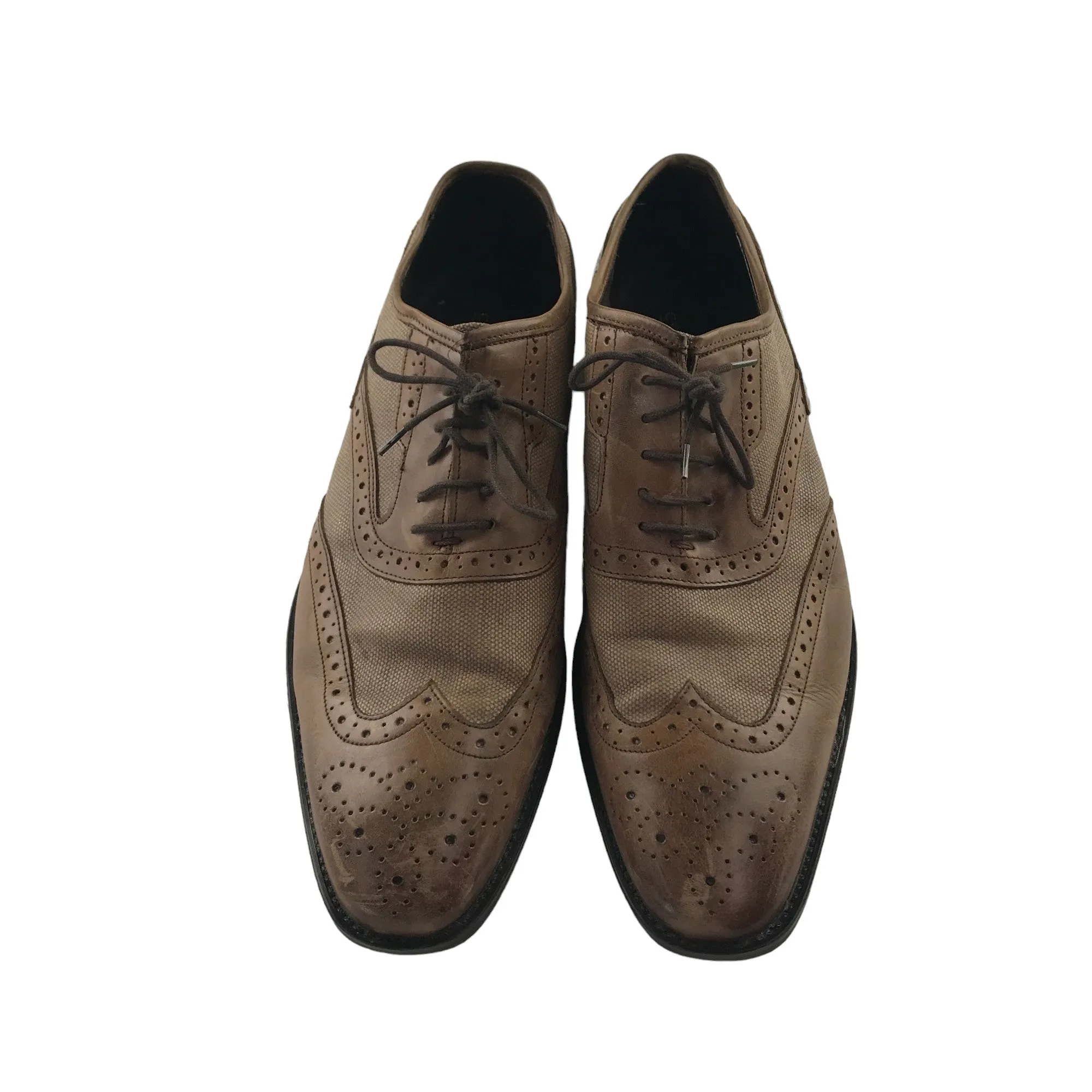 Collezione brogue shoes shoe size 9.5 light brown leather and fabric formal