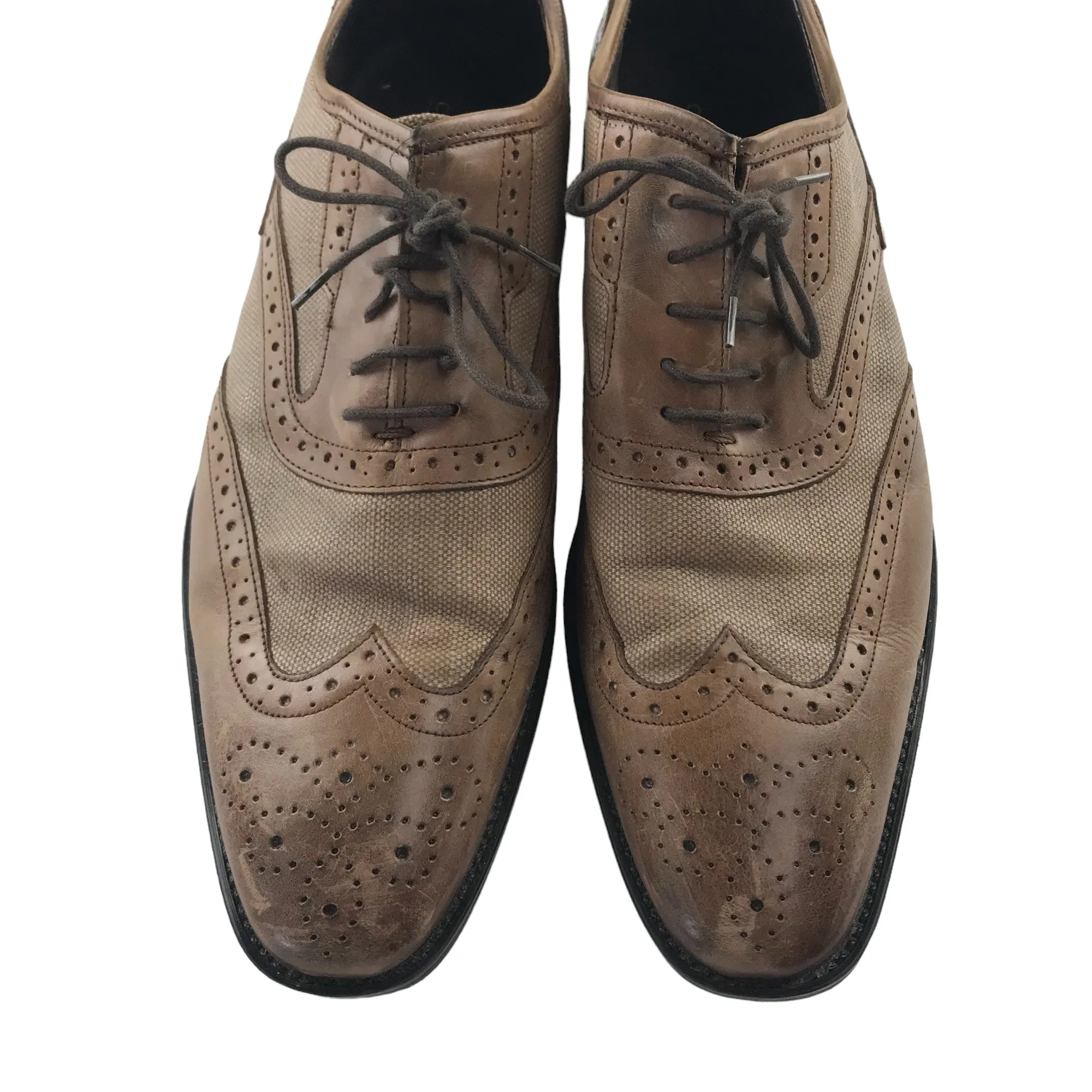 Collezione brogue shoes shoe size 9.5 light brown leather and fabric formal