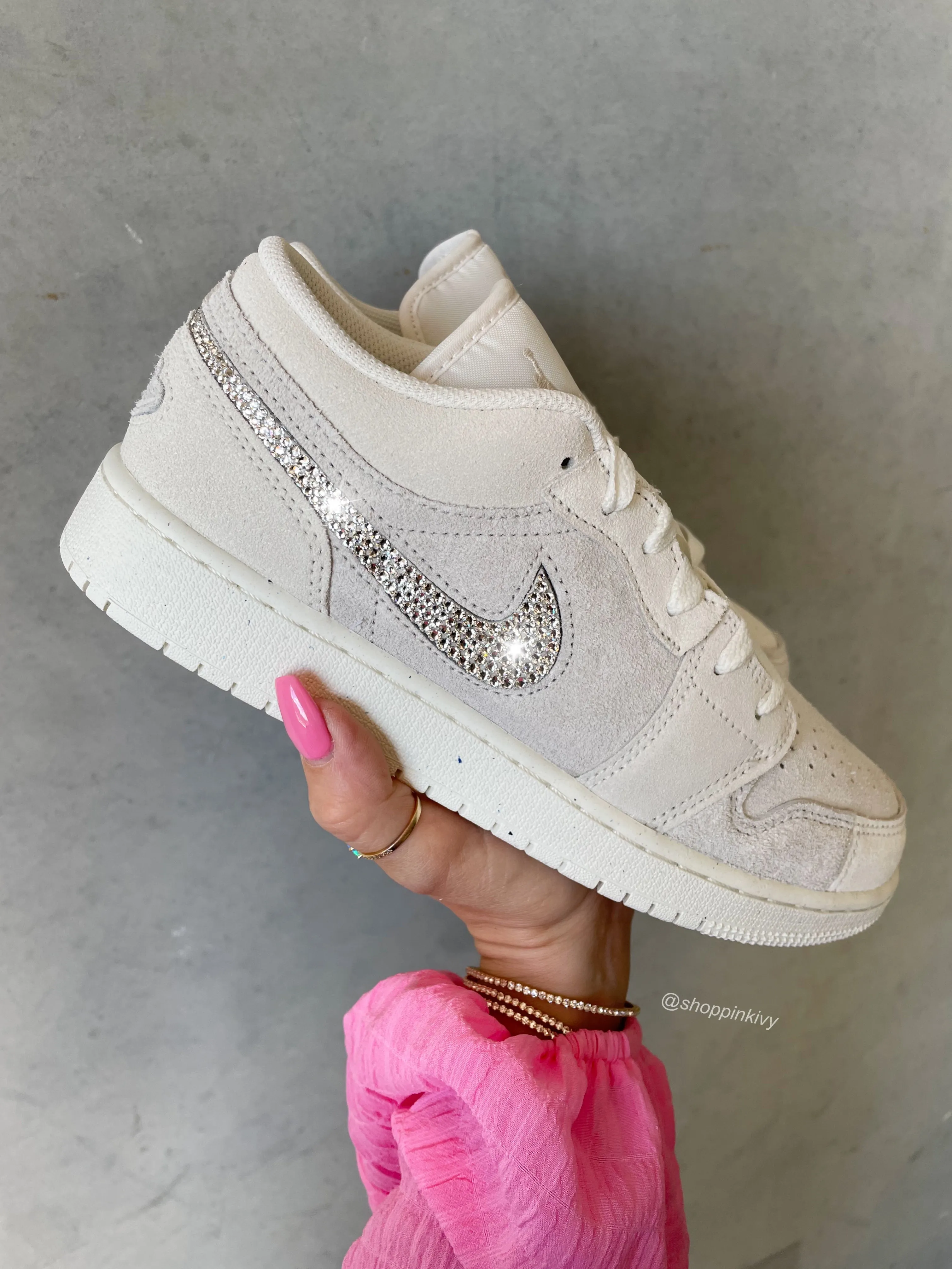 Cream Neutral Swarovski Women’s Air Jordan Retro 1 Low OG Shoes