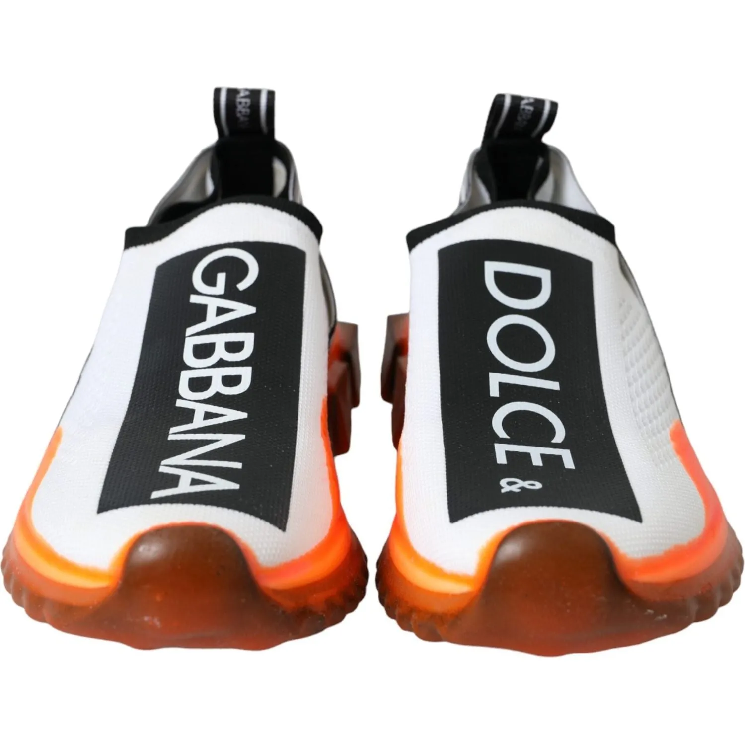 Dolce & Gabbana Black White Orange Slip On Sorrento Sneakers Shoes