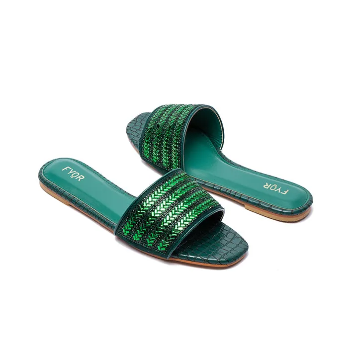 Embellished Broad Strap Slide Sandal MY 174