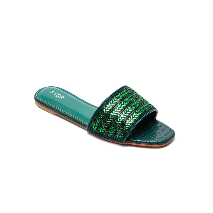 Embellished Broad Strap Slide Sandal MY 174