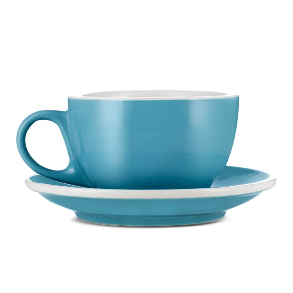 Espresso Parts Porcelain Cappuccino Cup & Saucer - Blue (6oz/195ml)