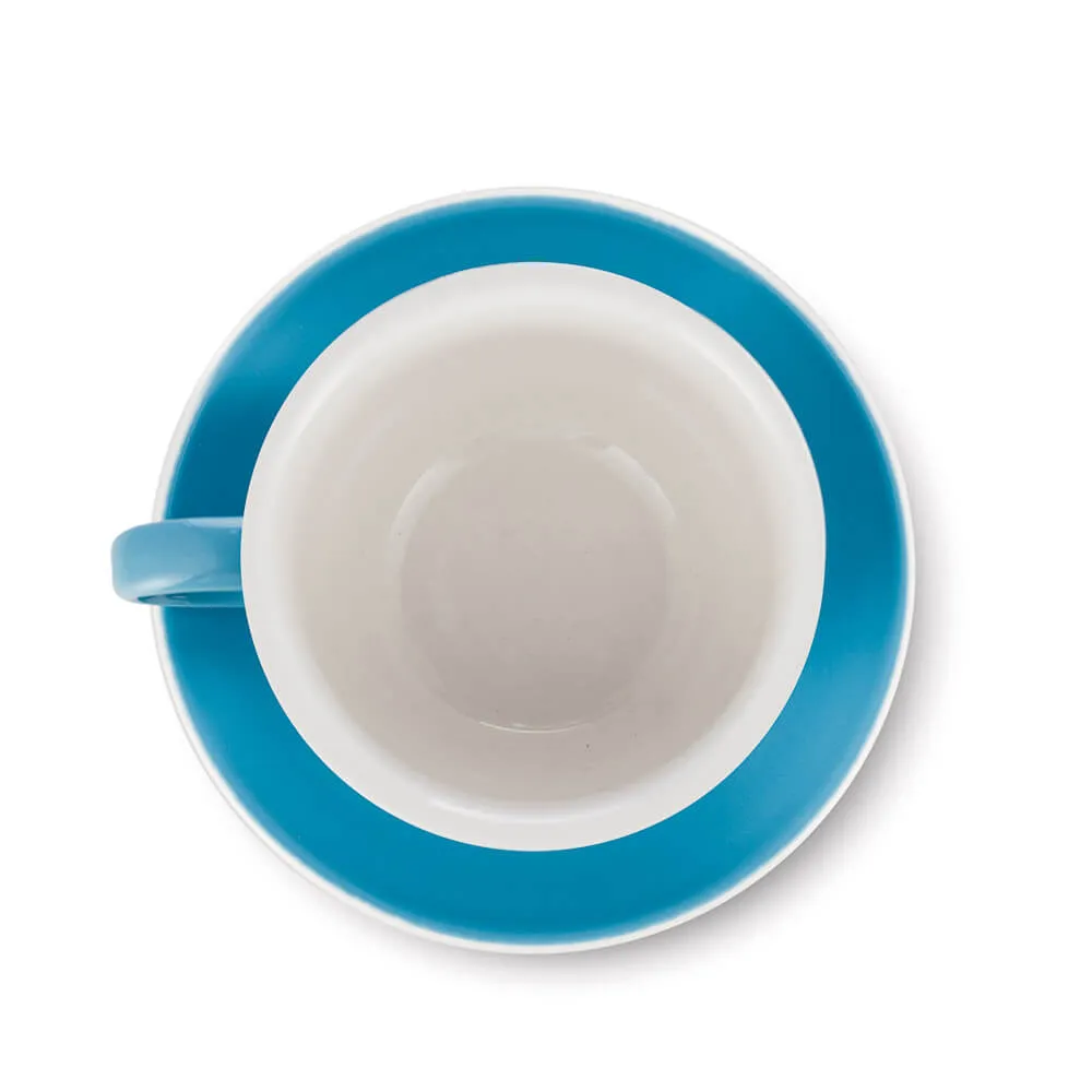 Espresso Parts Porcelain Cappuccino Cup & Saucer - Blue (6oz/195ml)