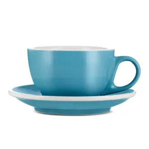 Espresso Parts Porcelain Cappuccino Cup & Saucer - Blue (6oz/195ml)