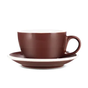 Espresso Parts Porcelain Cappuccino Cup & Saucer - Brown (6oz/195ml)