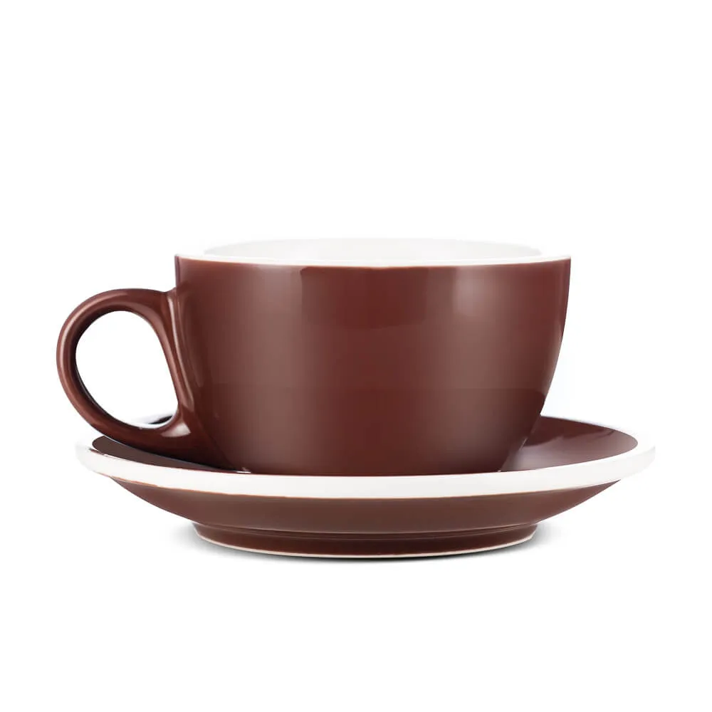 Espresso Parts Porcelain Cappuccino Cup & Saucer - Brown (6oz/195ml)