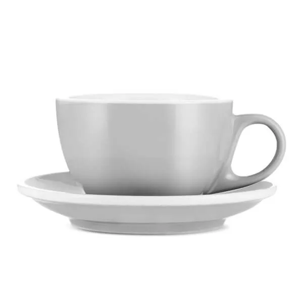 Espresso Parts Porcelain Cappuccino Cup & Saucer - Gray (6oz/195ml)