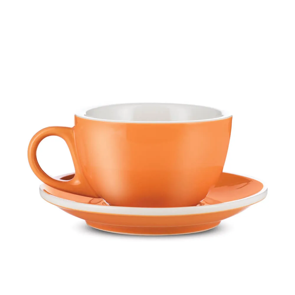 Espresso Parts Porcelain Cappuccino Cup & Saucer - Orange (6oz/195ml)