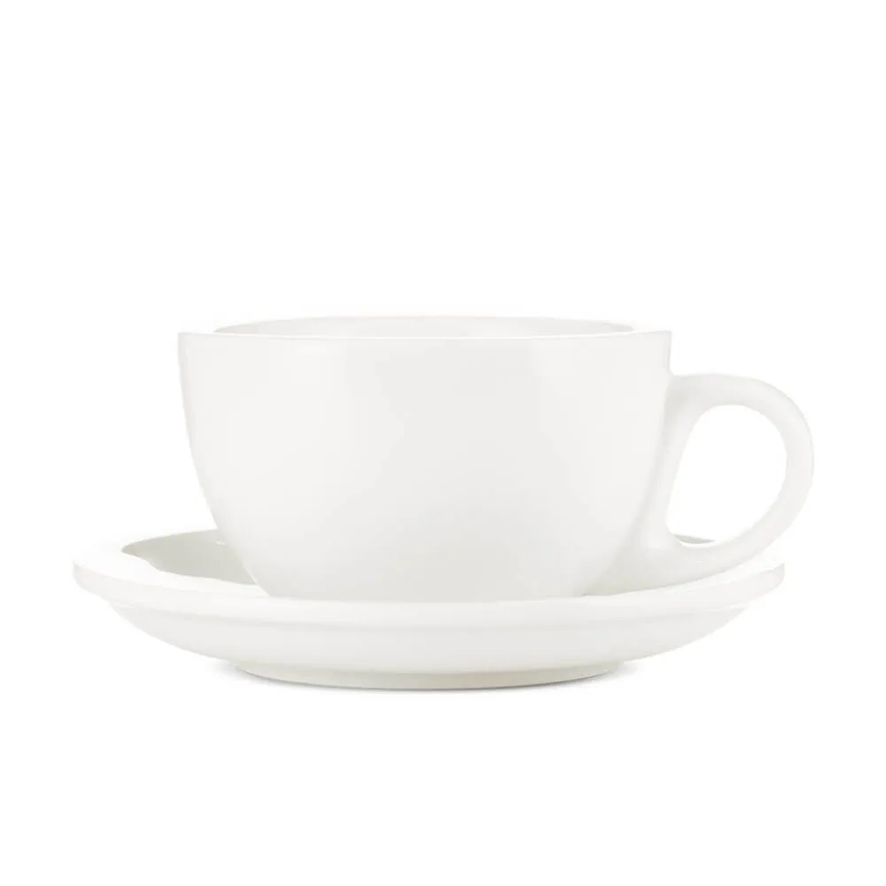 Espresso Parts Porcelain Cappuccino Cup & Saucer - White (6oz/195ml)