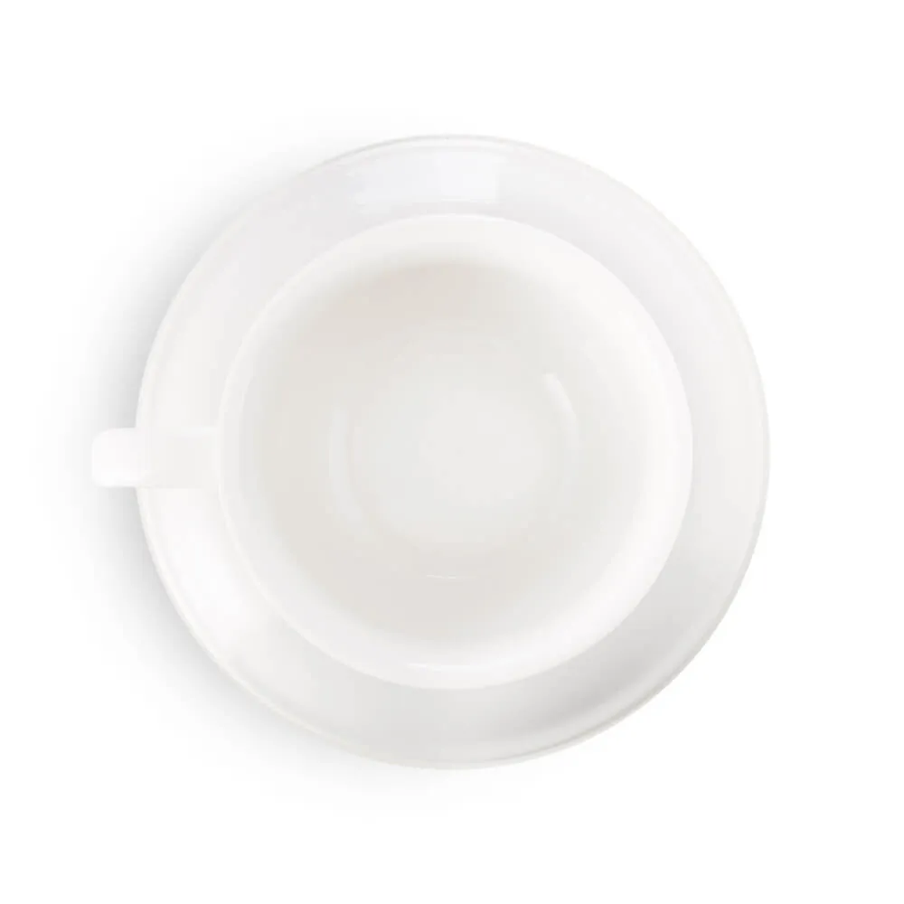 Espresso Parts Porcelain Cappuccino Cup & Saucer - White (6oz/195ml)